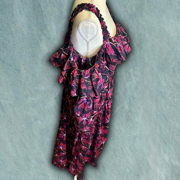 NWOT Ulla Johnson ‘Caprice’ Black & Pink Floral-Print Cotton Midi Dress Size 8 - Picture 14 of 16